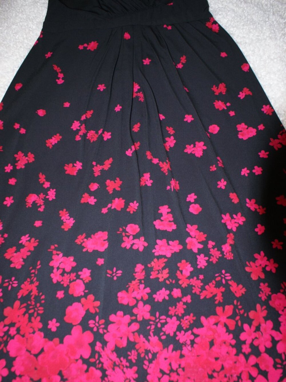 CHAPS Sleeveless Black and Bright Red Flower Maxi Dress - Large EUC - Picture 5 of 10